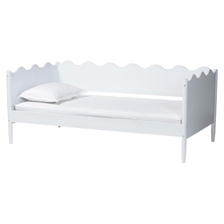 Baxton Studio Malaya Modern White Wood Full Daybed with Scalloped Edges